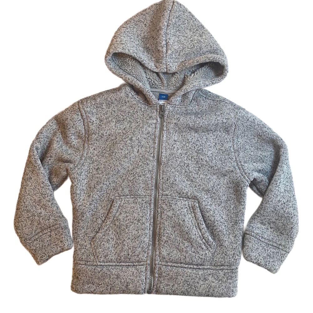 Old Navy Heathered Gray Sherpa Lined Full Zip Hoodie Size 6 EUC